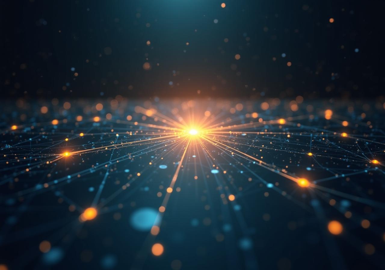 Futuristic digital interface showing socratic dialogue connections